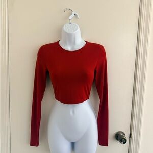 Zara Red Long Sleeve Crop Top